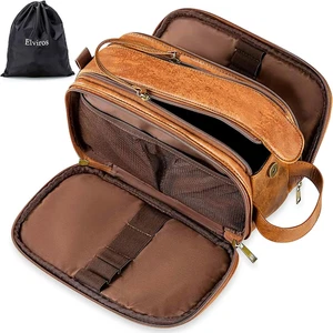Borsa Da Toilette Uomo Impermeabile in PU, Beauty Case Grande per Viaggio Con Or - Foto 1 di 13