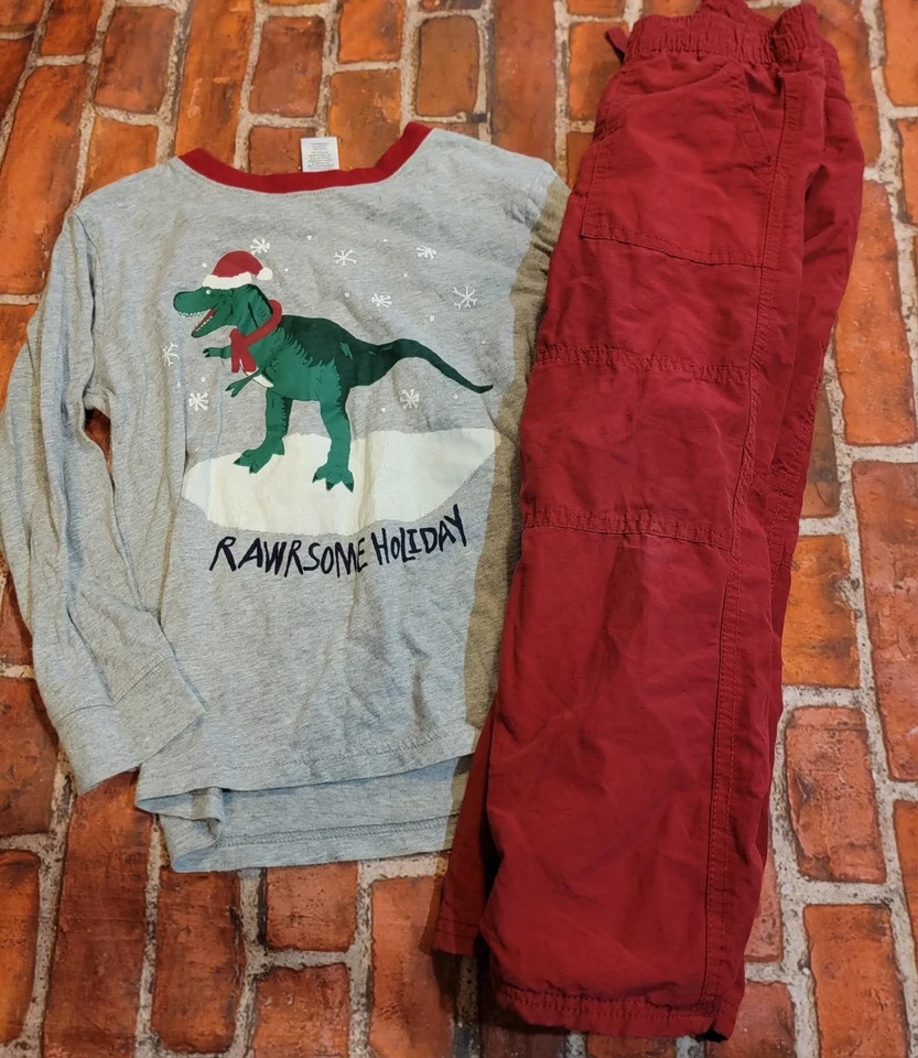Gymboree /outlet Boys Christmas Dino Dinosaur Set 5t Guc - Image 1 of 1