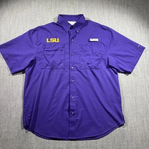 LSU Tigers Hemd Herren lila NCAA Football Columbia PFG belüftet Angeln Knopf - Bild 1 von 8