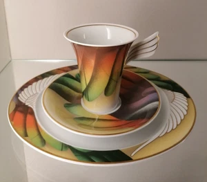 Rosenthal Mythos decoración Icaria taza de café cubierta 3 piezas taza plato inferior 1. W - Imagen 1 de 10