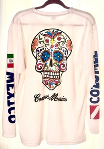 SUGAR SKULL, ADULT SIZE XL SHIRT L/S, COZUMEL, MEXICO, COLORFUL SOUVENIR, NWOT - Picture 1 of 10