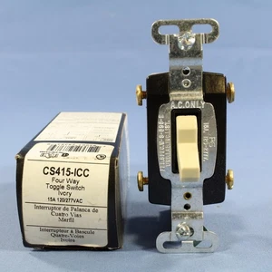 Pass & Seymour Ivory Commercial 4-Way Toggle Light Switch 15A CS415-I Boxed - Picture 1 of 5
