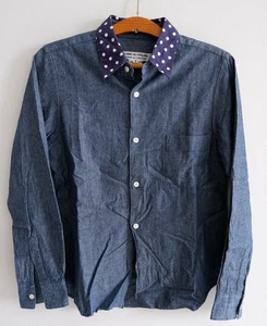 Camicia da donna Comme des garcons blu indaco denim colletto a pois Francia S - Foto 1 di 12