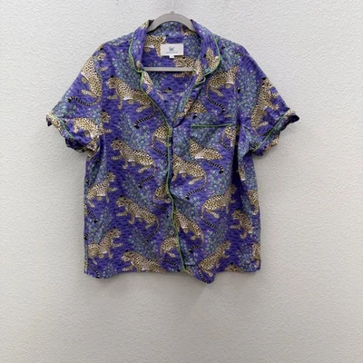 Camisa de pijama de algodón orgánico con estampado animal violeta Baheera Printfresh para mujer XL Foto 1 de 4