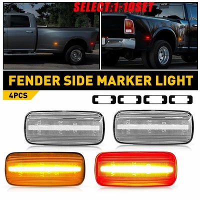Fit 10-18 Dodge Ram 2500HD 3500HD Dually Bed Clear LED Side Marker Lights 4-20X - Image 1 of 4