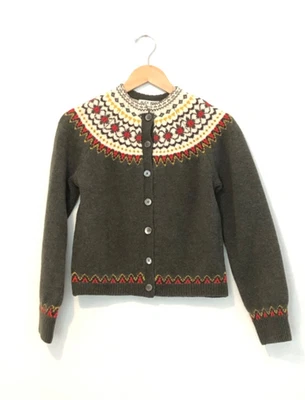 Cárdigan de lana Alex Mill Hilde Fair Isle talla XS en verde tomillo nuevo con etiquetas $195 Foto 1 de 3