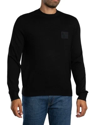 Armani Exchange Men's Box Logo Wool Knit, Black - Image 1 of 4
