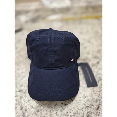 Boné de beisebol azul marinho Tommy Hilfiger OSFA ajustável algodão logotipo etiqueta - Imagem 1 de 4