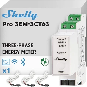 Shelly Pro 3EM-3CT63, Intelligenter Energiezähler & Lauftrafo - Bild 1 von 8