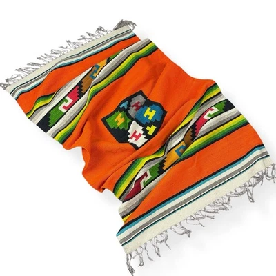 "Alfombra de lana tejida a mano azteca mexicana de colección manta textil azteca doble cara 64""x29""" Foto 1 de 4