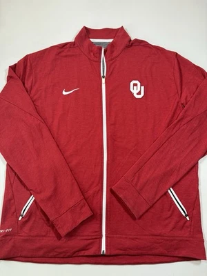 Chaqueta Nike Oklahoma Sooners Para Hombres 2XL Roja Cremallera Completa Dri-Fit Equipo Emitido Logo de la NCAA Foto 1 de 4