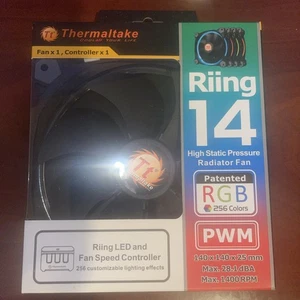 Thermaltake Riing 14 RGB CL-F043-PL14SW-A PC Wentylator chłodzący 140mm, czarny, NOWY - Zdjęcie 1 z 6