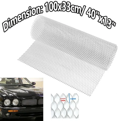 40英寸x13英寸格栅网铝合金网格通用银色六角形孔7毫米*14毫米 — 第 1/4 张图片