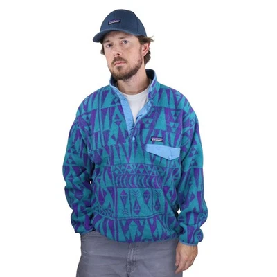 Patagonia Aztec Synchilla Snap-T Fleece Pullover Mens XXL Blue Tribal Geo Jacket - Image 1 of 4