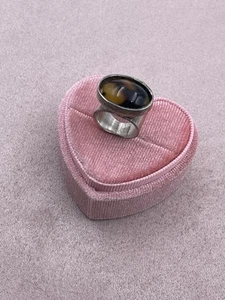 Anillo Vintage México Marrón Ágata Remolino Plata de Ley 925 Talla 4.75 - Imagen 1 de 17