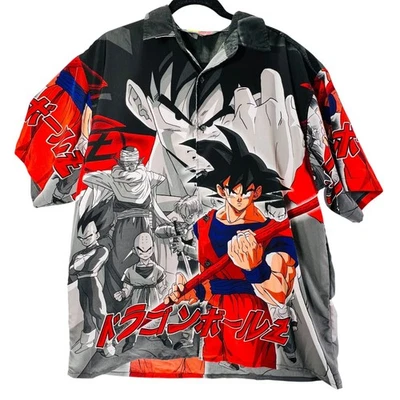 Camisa Gráfica De Colección Dragon Ball Z Anime GOKU Y2K Estampado Completo Abotonada Para Hombres Lg Foto 1 de 4