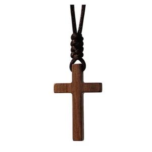Collar Colgante Cruz Madera Nogal Natural para Hombres Mujeres Regalo Collar Madera... - Imagen 1 de 5
