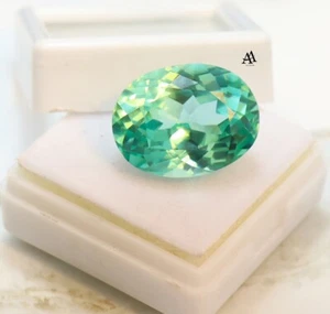 13.00 Ct AAA Natural Brazil Green Paraiba Tourmaline Oval Cut Loose Gemstone - Picture 1 of 7