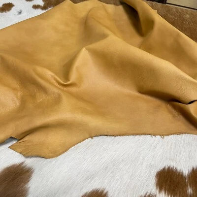 Goatskin Nappa  Spruce Yellow Soft Leather Goat Hide 2-3 oz Thickness Avetco Inc - Image 1 of 4