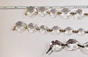 3 Graduated Strands Almost 50 ANTIQUE Faceted Crystal Glass Chandelier Prisms - Picture 1 of 3