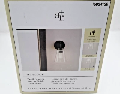 Aplique de pared Allen Roth HEACOCK - Acabado bronce y pantalla de vidrio transparente - 5024120 Foto 1 de 4