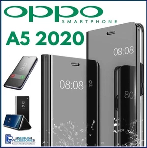 Pour OPPO A5 2020 HOUSSE ETUI COQUE NOIR RABAT MIROIR CLEAR VIEW FLIP CASE A 5 - Photo 1 sur 10