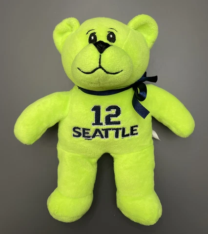 Seattle Seahawks 12 Bear plush Petting Zoo Lime Green RARE Beanie 8” Stuffed Cover