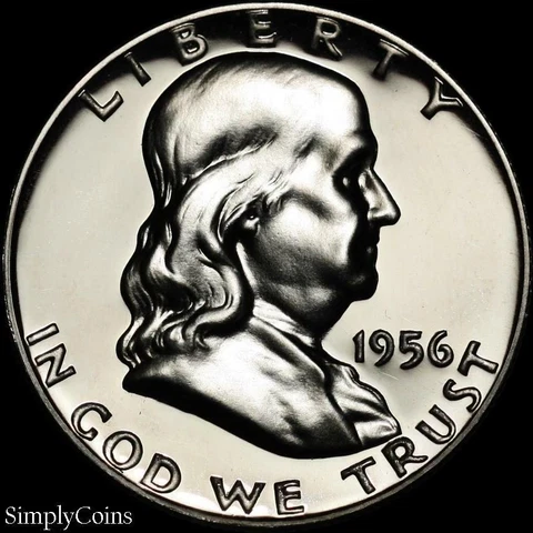 1956 Franklin Half Dollar GEM Proof Uncirculated US Silver Coin From Set MQ Cover