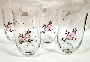 4 Bohemia Crystal Dot Violet Czech Water Drink Glasses Labels On GORGEOUS MINT - Picture 1 of 6
