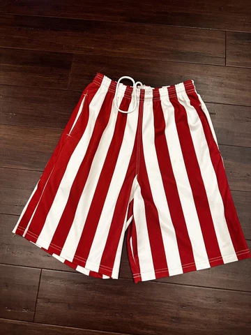 Indiana University Hoosiers Mens Basketball Shorts Red White Candy Striped Small Cover