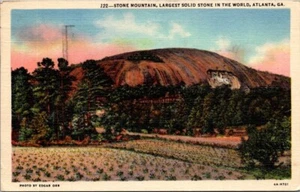Stone Mountain GA Größter massiver Stein der Welt Atlanta Georgia 1948 Postkarte - Bild 1 von 2