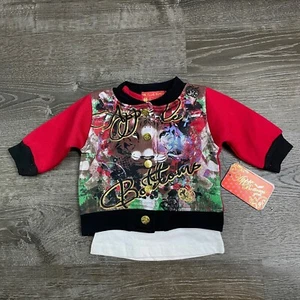 NWT Apple Bottoms Girls 2 Piece Top Sweater Animal Print Multicolor Size 3-6 mo - Picture 1 of 5