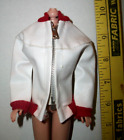 VESTE BOMBARDIER VINTAGE ANNÉES 1960 CLONE BLANC FAUX CUIR POUR LOT BARBIE A6 JAPON