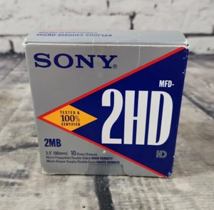 SONY 10 Pack 3.5" Floppy Disks Double Sided 10MFD-2HD NIP Sealed - Afbeelding 1 van 6