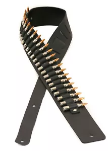 Guitar Strap .223 Caliber Nickel Copper Bullet Genuine Leather USA Made - Picture 1 of 6