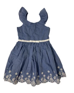 Zunie Girl Girl's Chambray Embroidered Eyelet Detail  Lined Sundress XS (4-5) - Picture 1 of 6