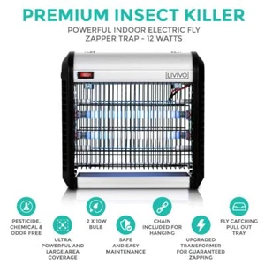 Removedor de plagas eléctrico UV de 12 W para asesino de moscas rejilla insecto zapper volar 2x6 W - Imagen 1 de 10