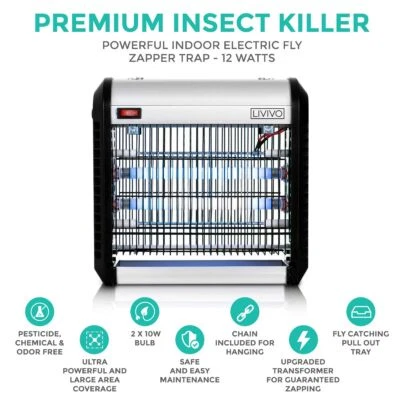 12W UV Electric Insect Fly Killer Grid Bug Zap Zapper Pest Remover Flying 2x6W  - Image 1 of 4