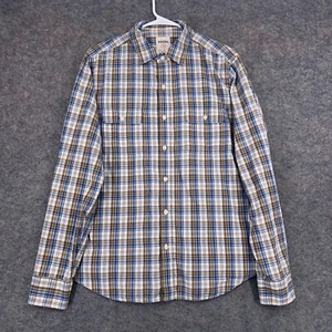 Fossil Button Down Shirt Mens Medium Blue Plaid Long Sleeve Business Casual - Picture 1 of 9