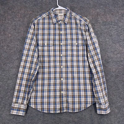 Fossil Button Down Shirt Mens Medium Blue Plaid Long Sleeve Business Casual - Image 1 of 4