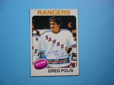 1975/76 O-PEE-CHEE NHL HOCKEY CARD #201 GREG POLIS EX SHARP AUTO AUTOGRAPH OPC - Image 1 of 2
