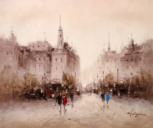 European Street- #5E-2,  20x24 100% Hand Painted Oil Painting on Canvas - Picture 1 of 5