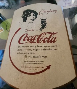 Vintage Coca-Cola wooden wall plaque advertisement - Picture 1 of 2
