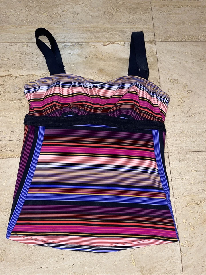 Camiseta Tankini Athleta Capri Rayas Pura Talla 32 B/C Foto 1 de 3
