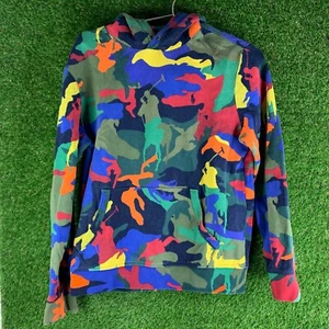 Ralph Lauren POLO Men’s Medium Colorful Pony Camo Hoodie Pullover Sweatshirt EUC - Picture 1 of 7