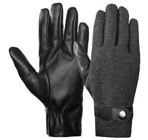 Mens Winter Gloves Thermal TouchScreen Leather Warm Wool Driving Running Liner G
