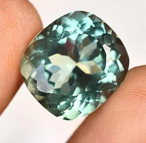 Natural Amblygonite 15.30 Ct Green Cushion Certified Flawless Loose Gemstone - Picture 1 of 7