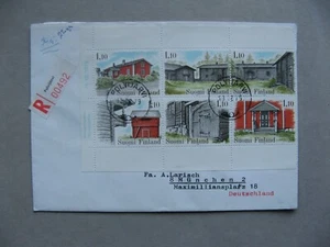 FINLAND, R-cover to Germany 1979, block of 6 from booklet, houses architecture - Picture 1 of 2