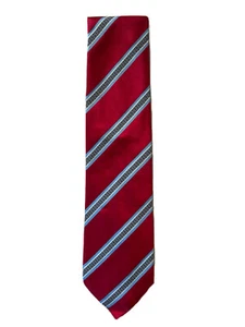Isaia Red Striped Tie Made In Italy 100% Authentic - Picture 1 of 12