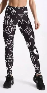 Jr's graffiti symbols Yoga Workout Running pants Size L NWOT - Picture 1 of 3